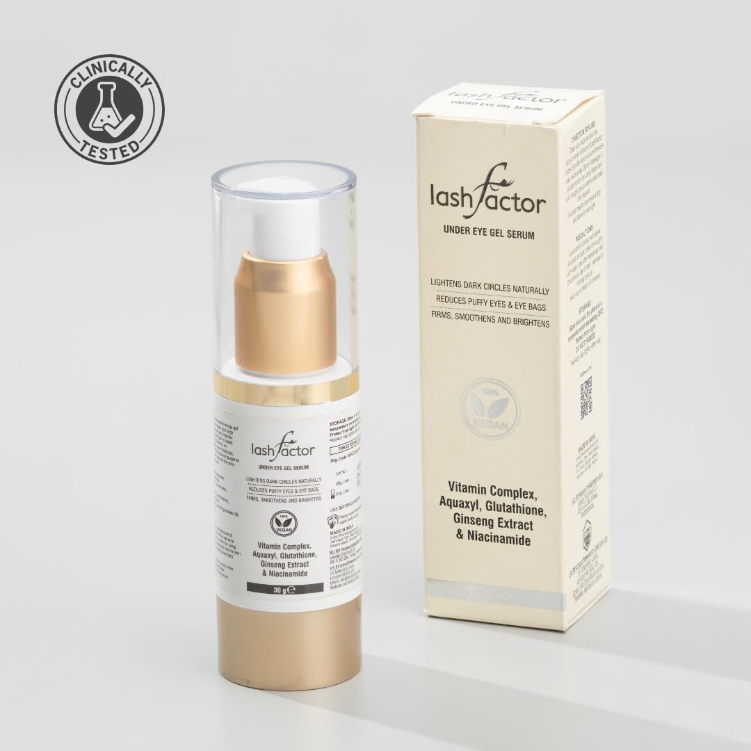 Lashfactor Under Eye Gel Serum- Hydrating Eye Serum for Dark Circles, Puffy Eyes, Eye Bags - Eye Bags Remover - 96% Users Reported a Reduction of Dark Circles,30g (Pack of 2)