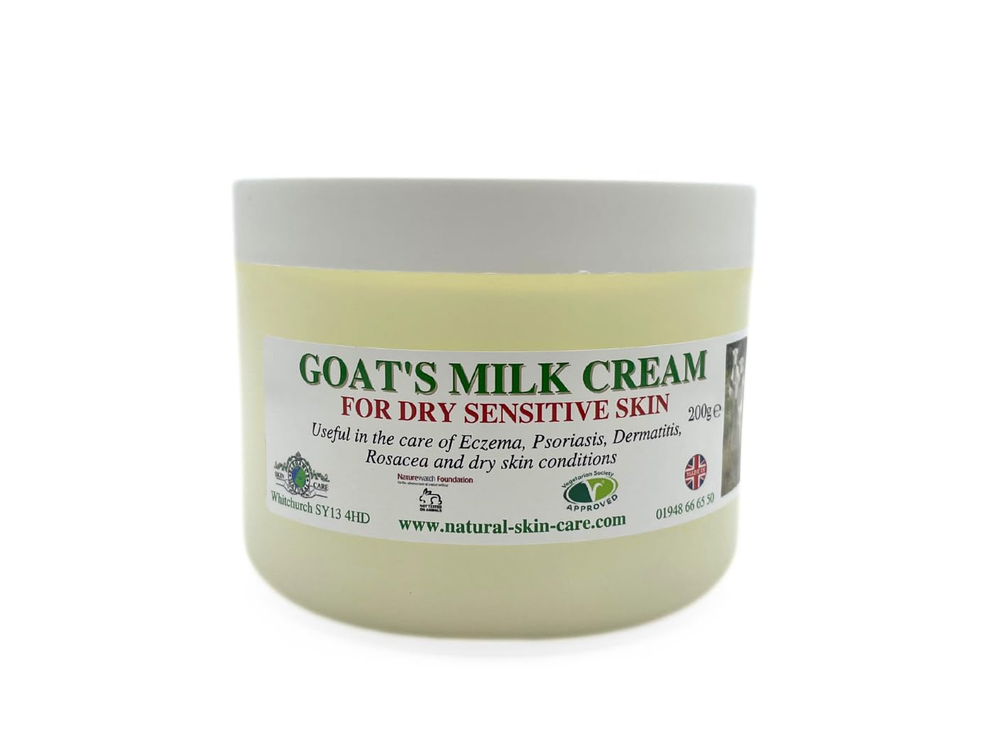 Goats Milk Moisturising Cream 200g by Elegance Natural Skin Care. Formulated for dry, sensitive skin. MULTI AWARD WINNING.