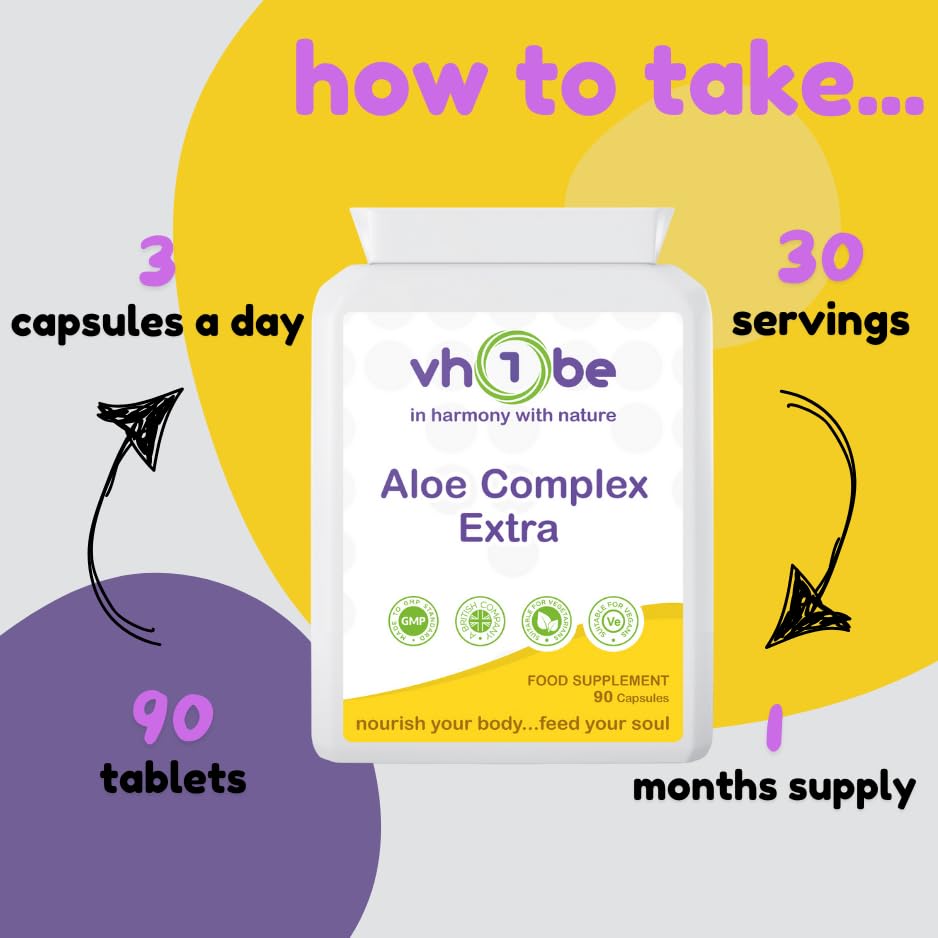 vh1be Aloe Colon Complex – Gentle Colon Cleanse & Digestive Detox – Herbal Blend with Ginger & Aloe Vera – 60 Capsules
