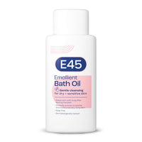 E45 Bath Oil 500 ml – E45 Bath Oil Emollient to Moisturise & Hydrate Dry Skin – Gently Cleanses for Soft Skin – Soap Free & Perfume Free Emollient Bath & Shower Oil Body Wash - Dermatologically Tested