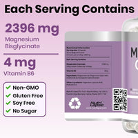 Nutri Lapse Nutrilapse™ Magnesium Glycinate (Bisglycinate) with Vitamin B6, High Bioavailability Granular Technology Sustained Release Capsules, 2400mg Magnesium Delivering 340mg Magnesium Elemental, 4mg Vitamin