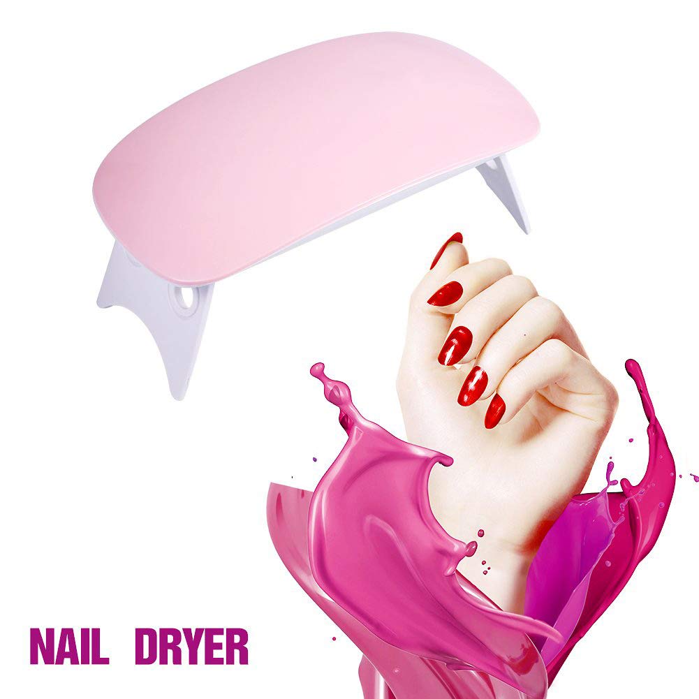 eKartZ SUNmini 6W LED UV Nail Dryer Curing Lamp Light Portable Quick Drying Manicure/Pedicure 2 Timing Setting 45s/60s UV LAMP with USB (Pink)