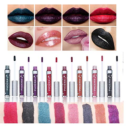 Phoera AquaPurity PHOERA Matte to Glitter Flip Lip Gloss Liquid Lipstick Waterproof Glossier Long Lasting Kiss Proof Metallic Sparkle Lips Makeup Moisturiser (102 ICONIC)