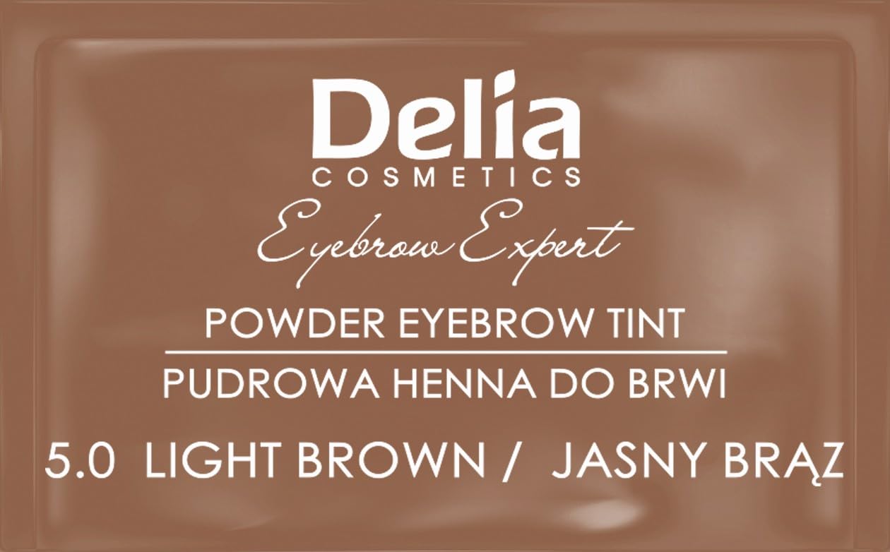 Delia Cosmetics - Powder Eyebrow Tint - LIGHT BROWN - Natural Herbs and Color - Enhanced, Darkened, Thick Brows - 20 Easy Applications / 4 Weeks - Complete Set