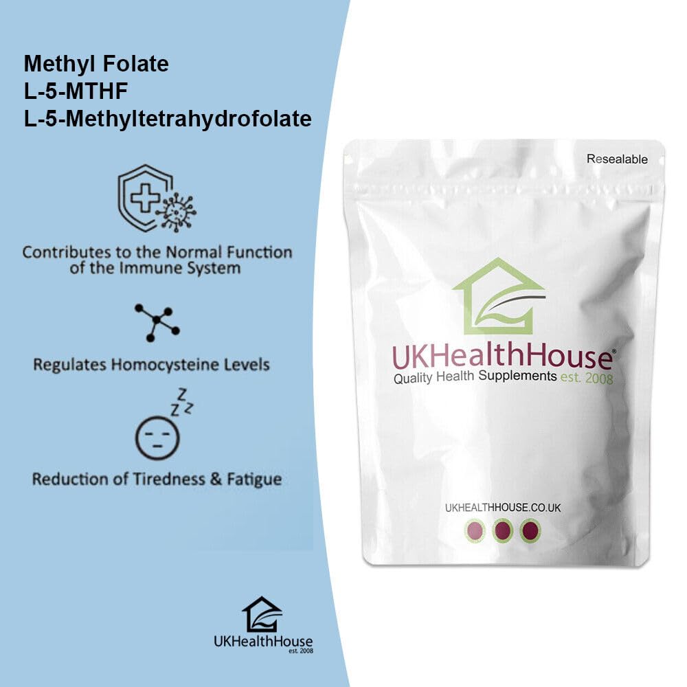 UKHealthHouse Methyl Folate 1000mcg - Tablets as L-5-MTHF Supplement 5-methyltetrahydrofolate – Highly biologically Active Form of Folic Acid/Vitamin B9 - Vegan UK (240 tabs)