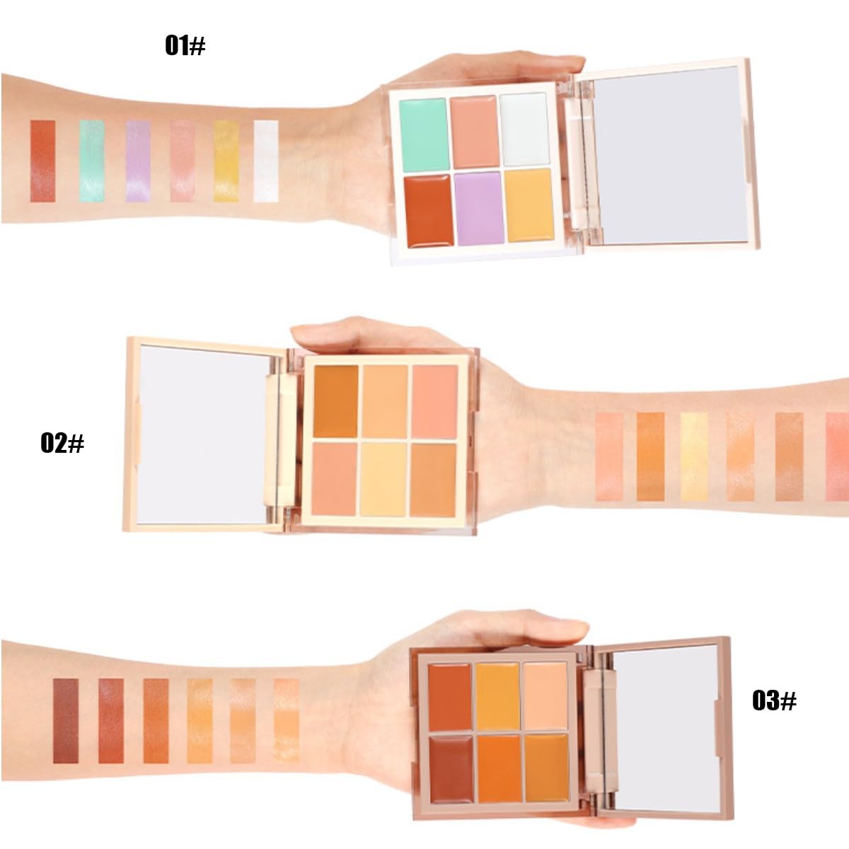 KARLOR 6-in-1 Concealer Palette, Conceal Foundation Cream Concealer Make Up Concealer Anti Age Dark Circles and Blemish Concealer Contour Palette For neutral skin tones(02#)
