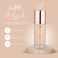 LUNA BY LISA JORDAN LUNA 3 in 1 Airbrush Primer Makeup, Highlighter and Skin Tint - Weightless and Breathable Illuminating Primer - Fine Line & Pore Minimizer Primer - Light Shade