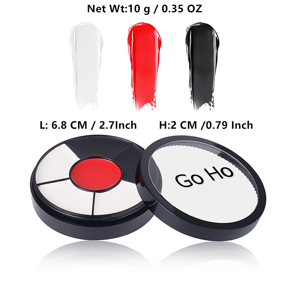 Go Ho White Black Red Colors 3 In 1 Body Paint Set,3 Colors Face Paint Wheel for Special Effects,Zombie Vampire Skeleton Halloween Costume Clown Makeup Body Paint