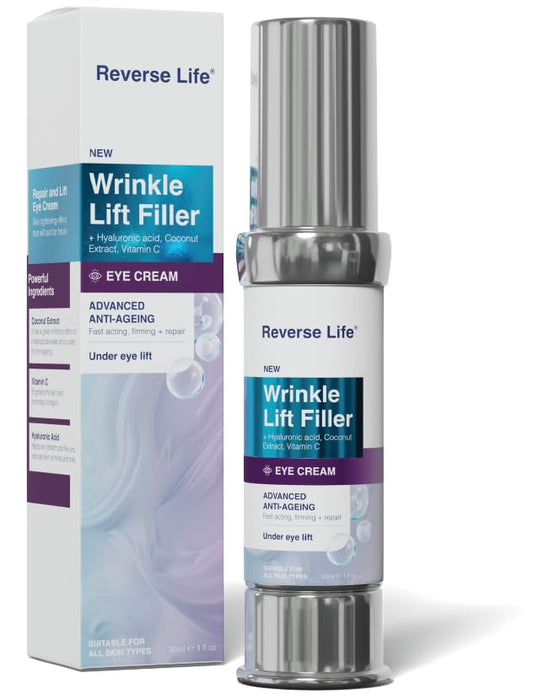 Reverse Life - Lifting Eye Cream for Wrinkles - Eye Cream for Dark Circles and Puffy Eyes with Lifting and Filling Properties - 30ml Eye Cream with Vitamin E and C