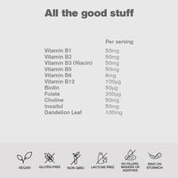 dr vegan UltraEnergy High Strength Vitamin B Complex | Includes Vitamin B12 (100ug), Choline (50mg), Biotin (50ug) & Folate (200ug) | 30 Vegan Capsules | One-A-Day | DR.VEGAN®