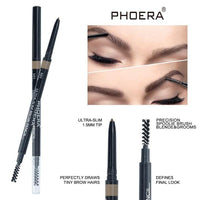 Phoera PHOERA Ultra Slim Eyebrow Liner Pencil With Brow Brush AQUAPURITY Fill & Sculpt Eyebrow Definer Natural Looking Brows Long Lasting (104 DARK BRUNETTE)