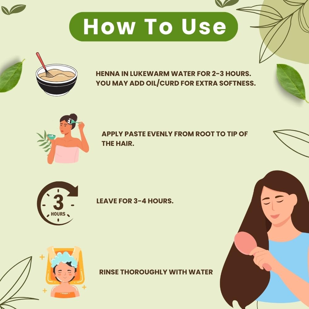 Hebhac Herbs Henna powder for Hair – 100g (3.5 oz) | Natural Hair Color | Mehndi | Chemical-Free | No Added Colours or Preservatives