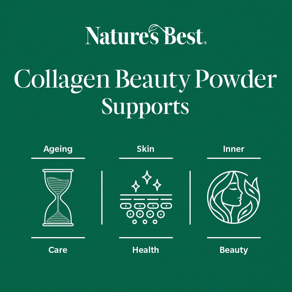 NATURE'S BEST Nature's Best Collagen Beauty Powder - Supports Skin Elasticity & Reduces Fine Lines - Taste-Free, Fast Dissolving Collagen Peptides - UK Made - 100g, 40 Servings