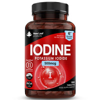 NEW LEAF PRODUCTS Iodine Tablets 100% RI - Vegan High Strength 180 Tablets Iodine Supplements, Natural Source of Iodine from Potassium Iodide, 6 Month Supply, GMO Free, Made in UK by New Leaf