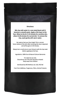 Pure Calcium Bentonite Clay – Natural Indian Healing Clay - Deep Cleansing Face Mask, Skin Facial, Hair Treatment, Detox & More – Vegan & Chemical Free (500 Grams)