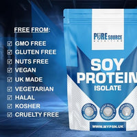 Pure Source Nutrition Soy Protein Isolate Powder (90% Protein) 250g Vanilla SOYA Protein Vegan Powder for Superfood Supergreens Dairy Free Plant Based Protein (250g, Vanilla)