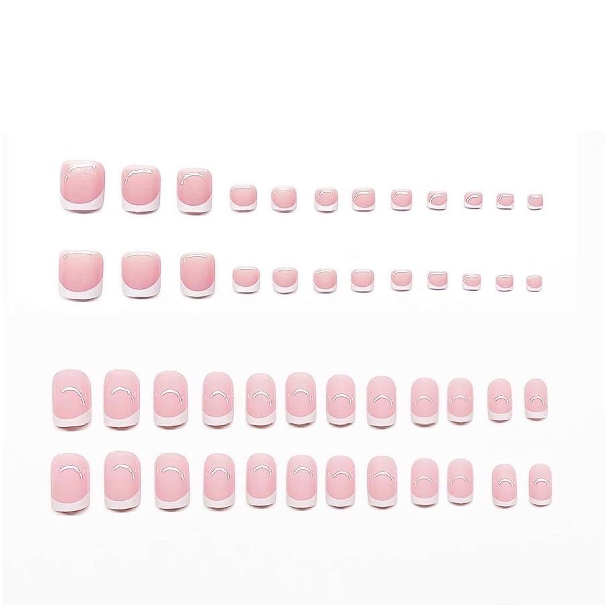 Nymora 48 Pcs White French Tip Press on Nails Short Square,False Toenails Press on Toenails Set White Nail, Stick on Toenails Fake Nails Acrylic Stick on Nails