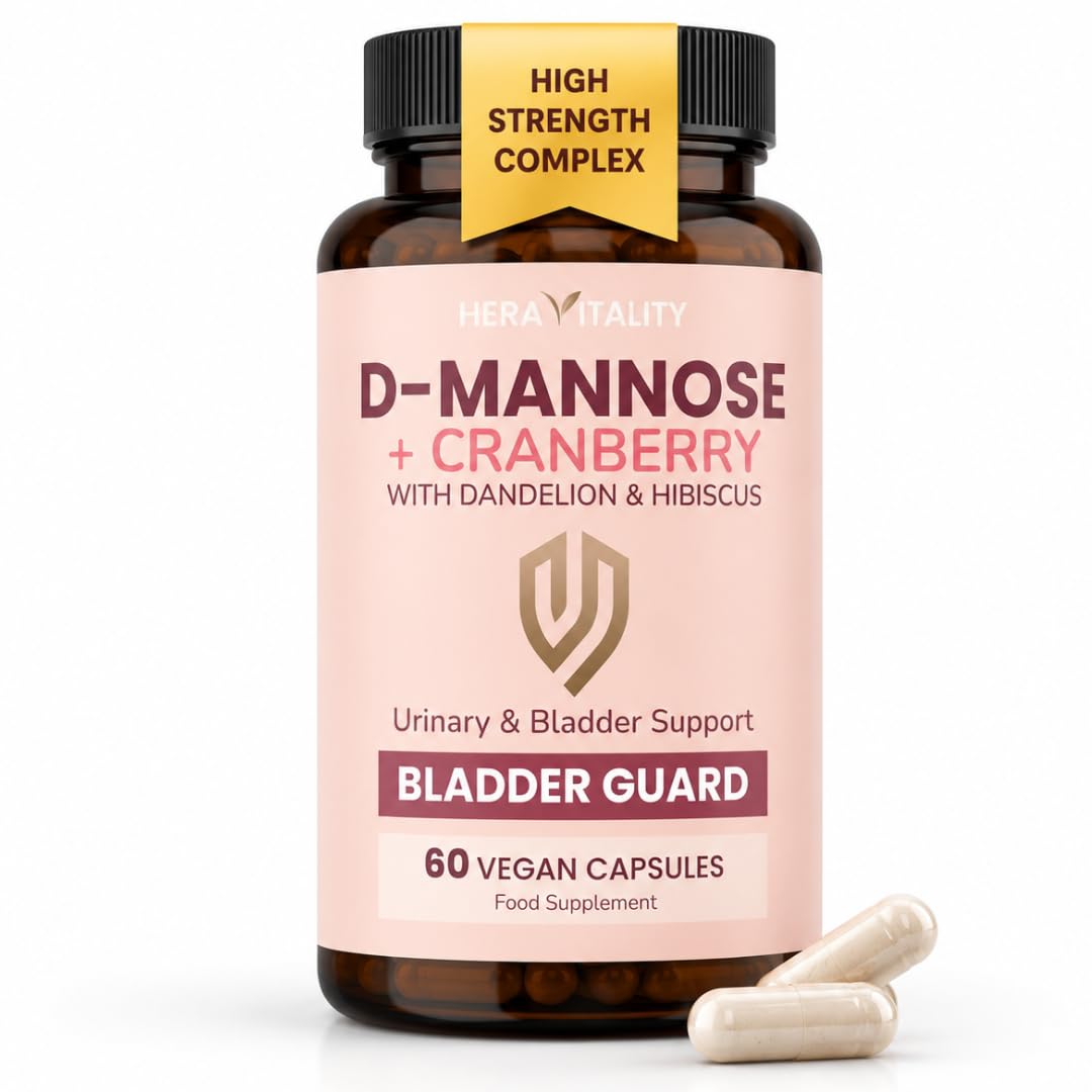 HERA VITALITY D-Mannose & Cranberry Capsules for Women – Urinary Tract & UTI Support Supplement – Bladder Control & Urinary Health Complex with Hibiscus & Dandelion – 60 Vegan Capsules