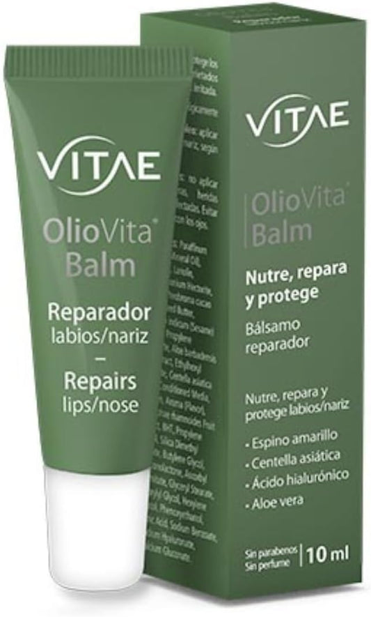 Vitae Oliovita Balm 10ml | Moisturizing Lip Balm | Sea buckthorn Oil, Hyaluronic Acid, Aloe Vera and Centella Asiatica | Nourishes, Hydrates and Protects