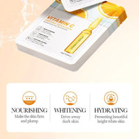 (6 Pack) 24K Gold, Hyaluronic Acid & Vitamin C Face Mask Set - Hydrating, Skin Brightening, Redness Relief, Anti-Aging Ampoule Serum Masks