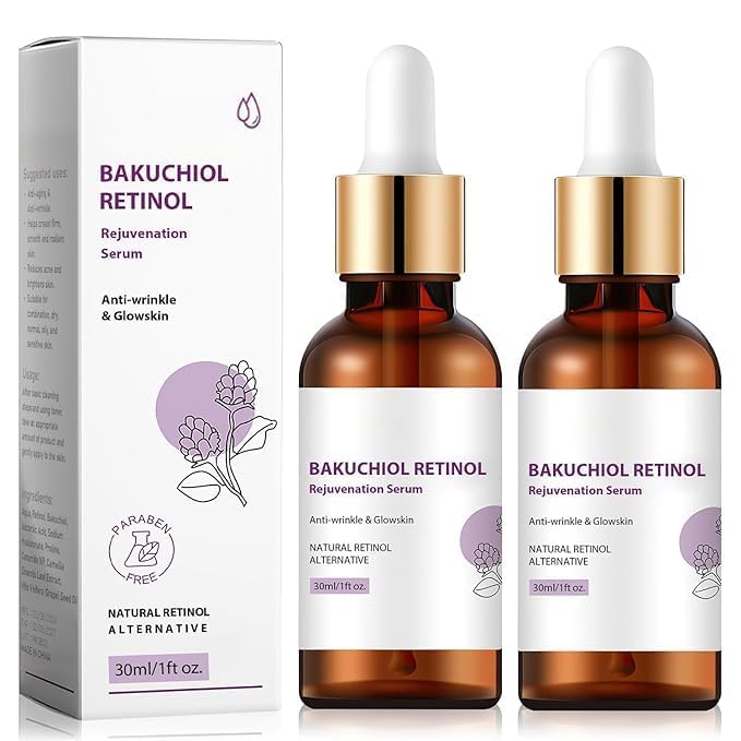 RETZLA Bakuchiol Retinol Rejuvenation Serum, Retinol & Vitamin for Wrinkles, Bakuchiol Retinol Face Serum, Retinol Serum for Wrinkles (2Pcs)