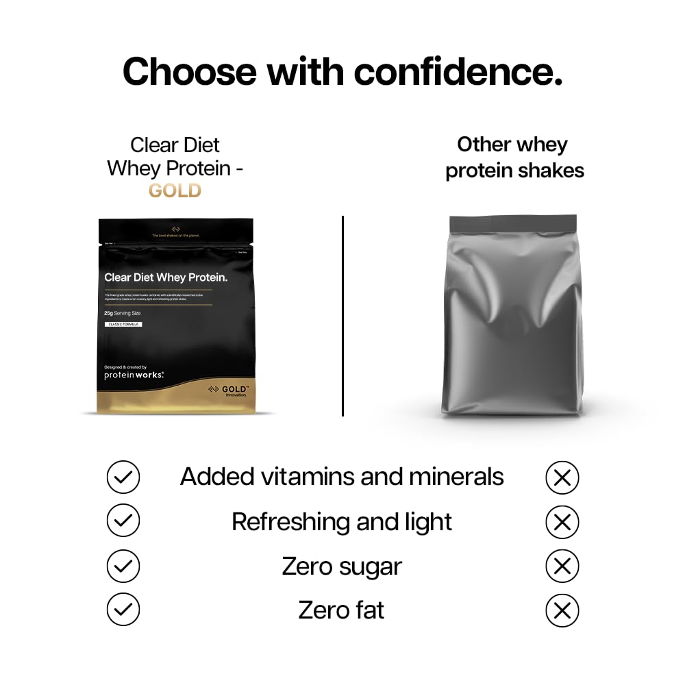 THE PROTEIN WORKS Protein Works | Clear Diet Whey Protein - Gold Innovation, Whey Protein Isolate Powder, Refreshing High Protein Drink, Orange & Mango, 20 Servings, 500g