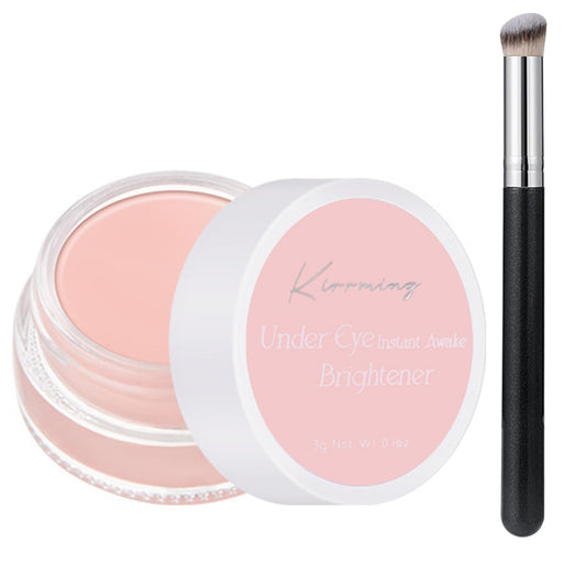 Under Eye Brightener with Brush,Correcting Undereye Concealer For Dark Circles,Light Pink Shades Eye Concealing Cream Vegan, Cruelty Free Makeup