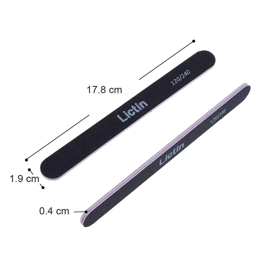 Lictin Pack of 16 Professional Nail Files Double Sided Emery Board (120/240 Grit)(Black)