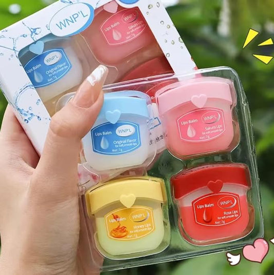 WNPL 4-Piece Fruit Series Lip Balm Set, Moisturising, Refreshing, Non-Sticky