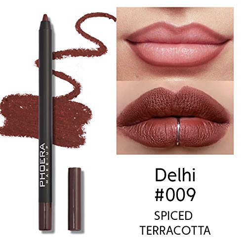 Phoera AQUAPURITY PHOERA Matte Super Smooth Pigmented Lip Liner Long-lasting Smudge proof Matte Lip Pencil Waterproof Makeup Contour Lipliner MATTE SUPER SMOOTH (009 Dehli)