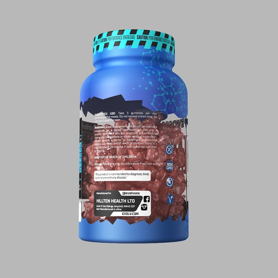 HILLTEN HEALTH Creatine Gummies with L-Taurine & Vitamin B12 – 90 Vegan Gummies | Performance, Energy & Recovery Support | Sugar-Free, Non-GMO, Berry Flavour | Workout Supplement for Men & Women