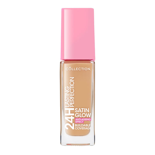 Collection Cosmetics Lasting Perfection Satin Foundation, Full Coverage, Anti-Ageing Effect, 24 Hour Wear, Contains Hyaluronic Acid, 27ml, Maple Neutral