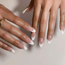 Maggidea French Tip False Nails, French Stick on Nails, 24pcs Strong Almond Style Press On Nails with Glue Elegant White Tips Design Fake Nails for Women Girls (Almond- Pink)
