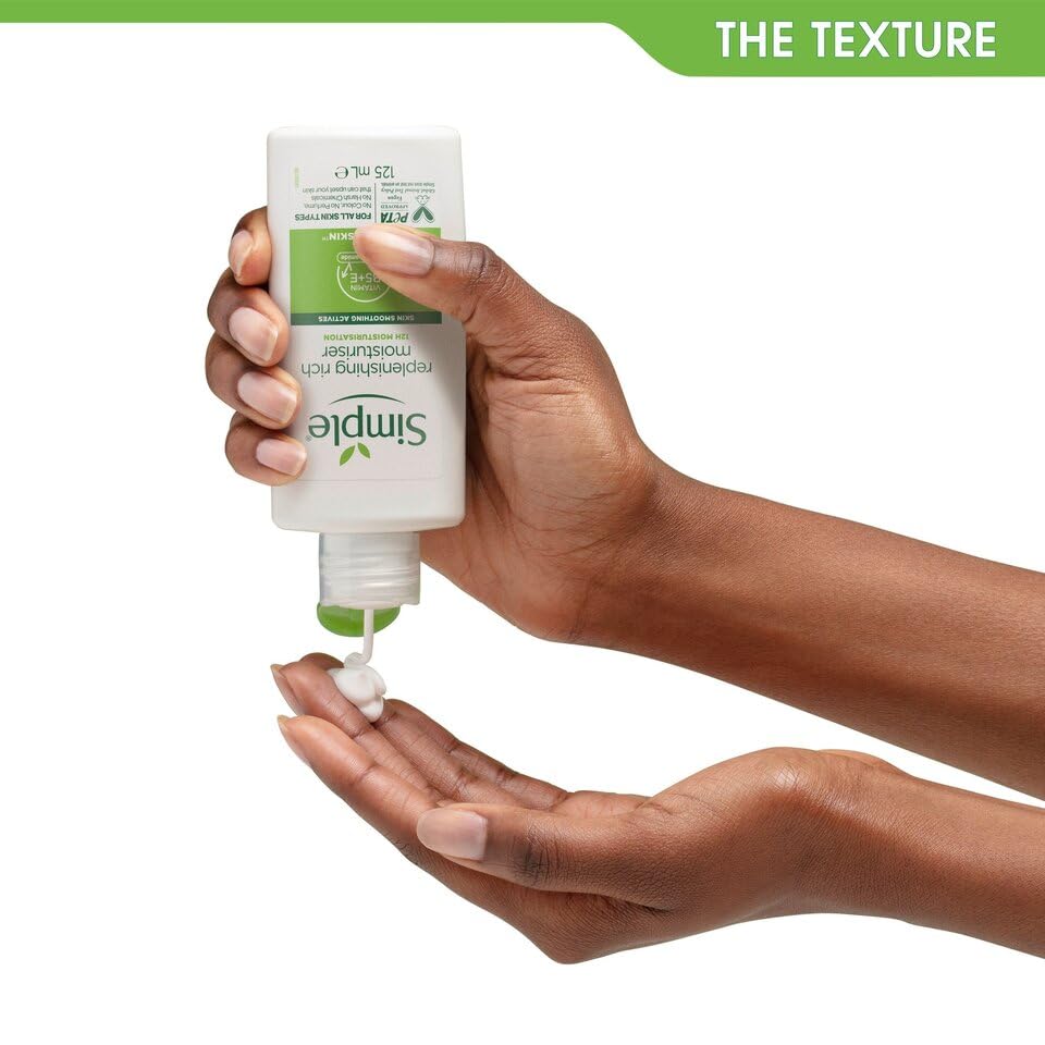 3 x 125mL | Simple Kind To Skin Replenishing Rich Moisturiser 125ml | 12 Hrs Moisturisation | For All Skin Types | 3 Pack