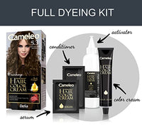 Cameleo - Permanent Hair Colour Cream - Light Golden Brown - Intensive Color & Protection - 5 Oils + Omega Plus Acids - Professional, Luxurious Hair Dye - Full Kit