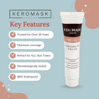 Keromask Full Coverage Hypoallergenic Concealer Shade LIGHT No 9 to Camouflage Vitiligo, Tattoos, Redness and Rosacea, Waterproof and Suitable for All Skin Types 1 x 15ml