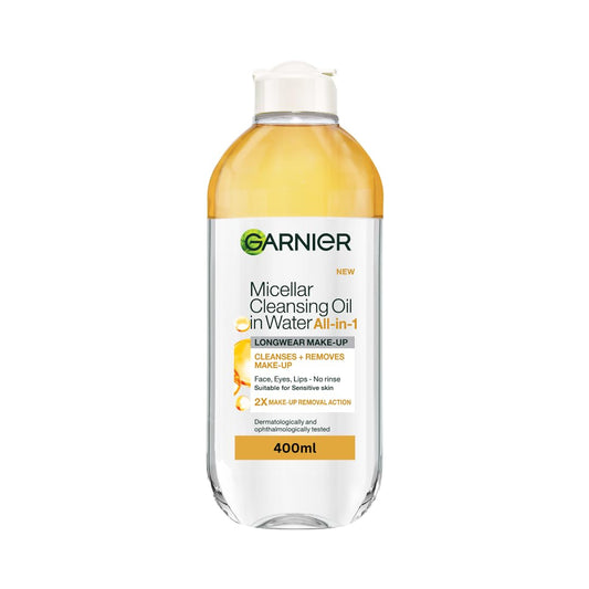 Garnier Micellar Cleansing Water For Dry Skin 400ml, Oil Infused Cleanser & Waterproof Makeup Remover, Recognised By The British Skin Foundation, Use With Reusable Micellar Eco Pads
