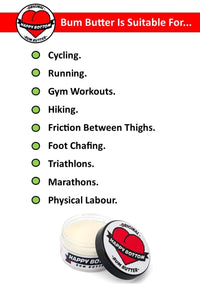 Bum Butter Anti-Chafing Cream | Natural Ingredients for Cycling, Running & More | Perfect for Men and Women