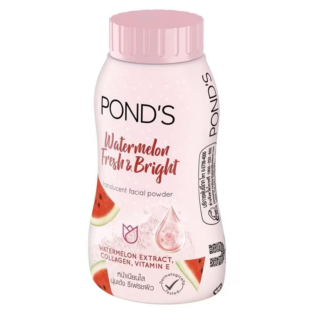 Pond's POND'S Watermelon Fresh & Bright Translucent Facial Powder For All Skin Types, 50 Gm, Rose