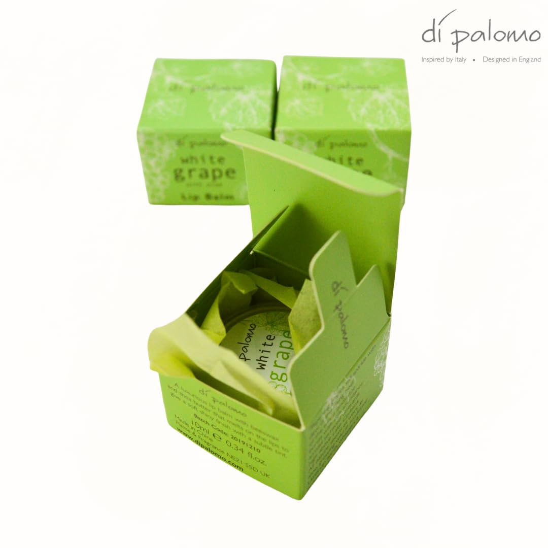 Di Palomo White Grape & Aloe Lip Balm – 3 Pack Moisturising Lip Treatment with Natural Oils Lip Tin for Dry, Cracked Lips Scented & Ideal for Gifting
