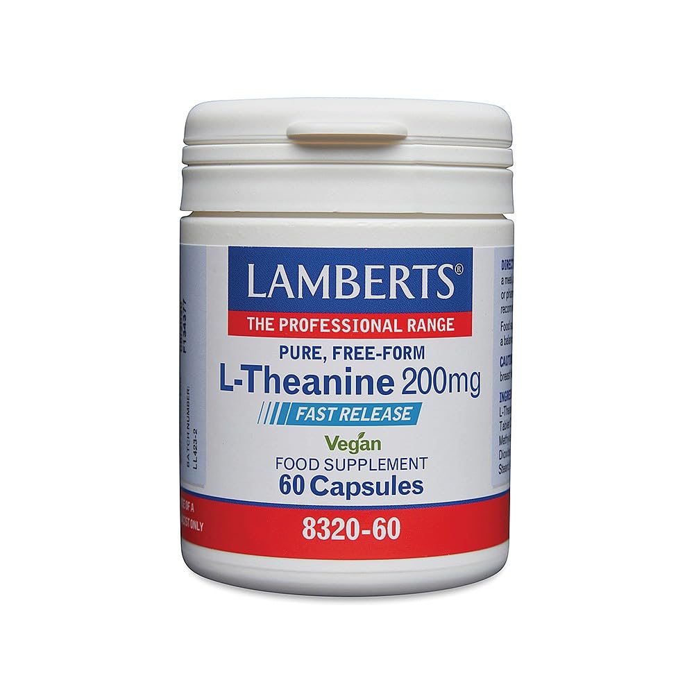 Lamberts L-Theanine Capsules – 200mg Pure L-Theanine from Green Tea – Suitable for Vegans– 60 Vegan Capsules