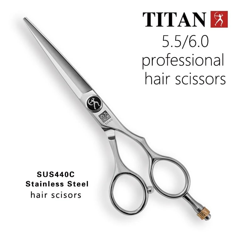 Titan Scissors | Hair Cutting Japanese Style Scissors | Straight | Proffesional Barbering Scissors | Sharp Edge | Hand Made Steel 6" inch