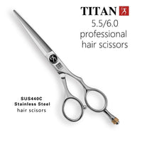 Titan Scissors | Hair Cutting Japanese Style Scissors | Straight | Proffesional Barbering Scissors | Sharp Edge | Hand Made Steel 6" inch