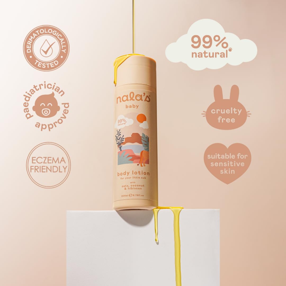 Nala's Baby Body Lotion | Award-winning | 99% Natural | Dermatologically-tested and Paediatrician-approved | Nourishing Soothing Oat and Coconut Oil | Vegan | 200ml | Nalas Baby
