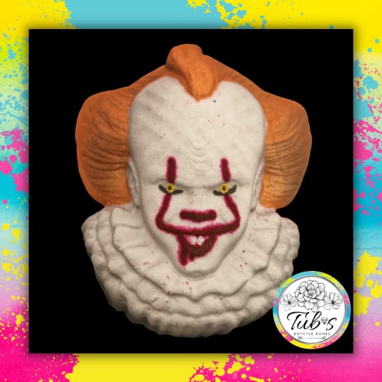 Elegance Natural Skin Care Killer Clown Bath Bomb Pennywise Penny Wise IT Bathtime Bathbomb Scary Spooky Creepy Bloody Fizzer Foam Horror UK Handmade Gift