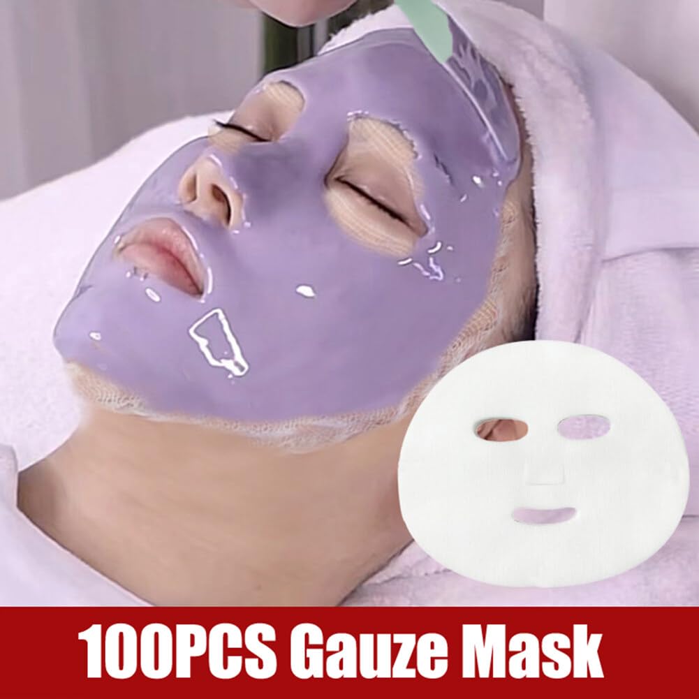 VANTOBEST 100PCS Gauze Mask Pre-Cut Gauze Facial Cotton Beauty Gauze Soft Gauze Facial Mask Skin Care Mask Fiber Paper Sheet for Beauty Home Spa