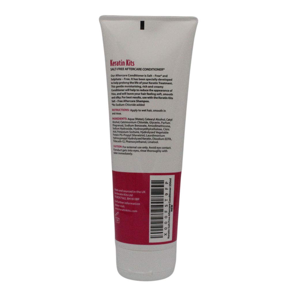Keratin Kits Salt Free Conditioner Keratin Kits Pro Pure Salt & Sulfate-Free (No SLS, SLE, ALSS) NEW FORMULATION, Aftercare Conditioner for Extensions & to Prolong Keratin Treatments 250ml, Vegan.