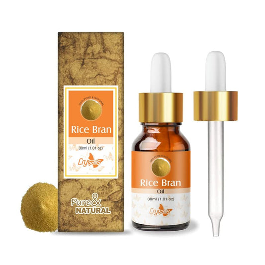Crysalis Rice Bran (Oryza Sativa L.) Oil | Pure & Natural Undiluted Cold Pressed Carrier Oil - 30ml/1.01fl oz