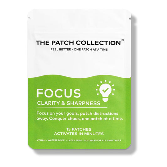 The Patch Collection® - Ultimate Focus & Clarity Patch for Improved Brain Function, Sharpness, Memory | Ginkgo Biloba, Green Tea, B-Vitamins, Magnesium | 8 Hour Focus | Vegan & Latex Free (Pack of 15)