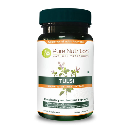 PURENUTRITION ME Pure Nutriton Tulsi Extract 708mg, (Equivalent to 2585mg Basil Leaf Powder) with Eugenols and Ursolic Acid. Non GMO | Once Daily | 60 Days Supply.